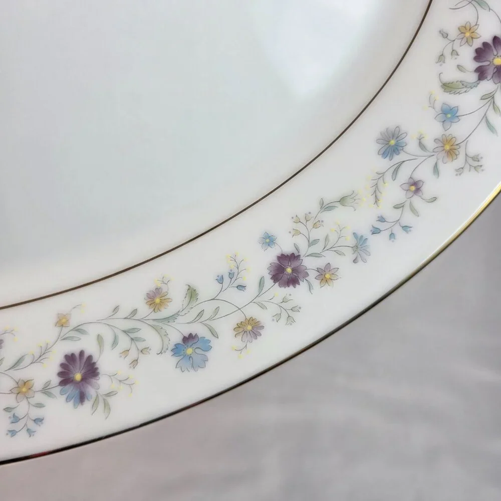 Noritake Longwood #2485 12 Inch Serving Platter Purple, Blue & Yellow Flowers
